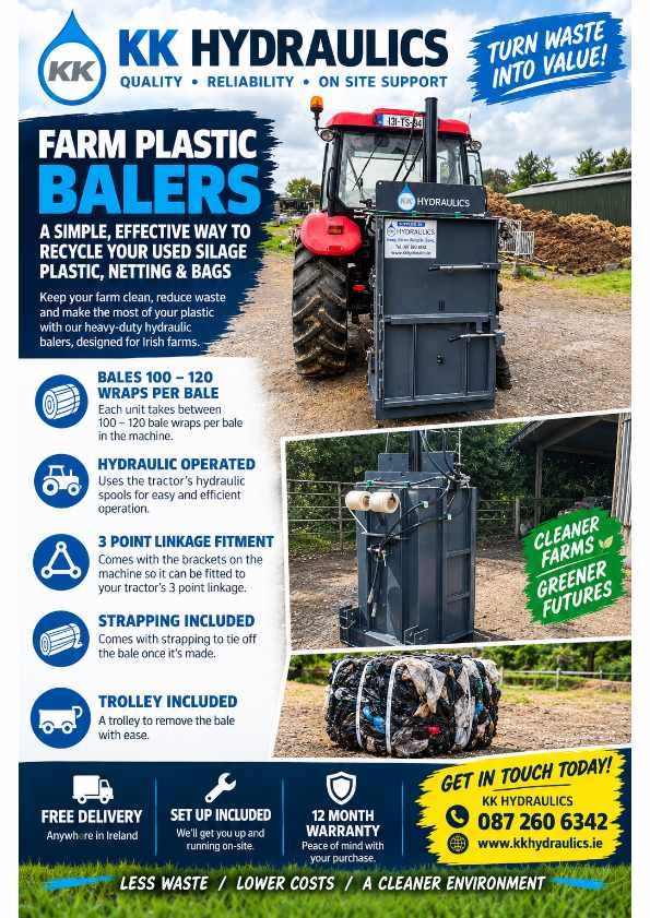 Farm Plastics Baler - KK Hydrau;ics Tralee